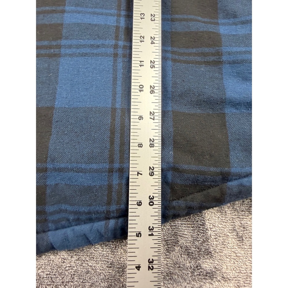 Field & Stream Mens Blue Black Plaid Fleece Lined Flannel Zip Shirt Shacket LG - Picture 6 of 9